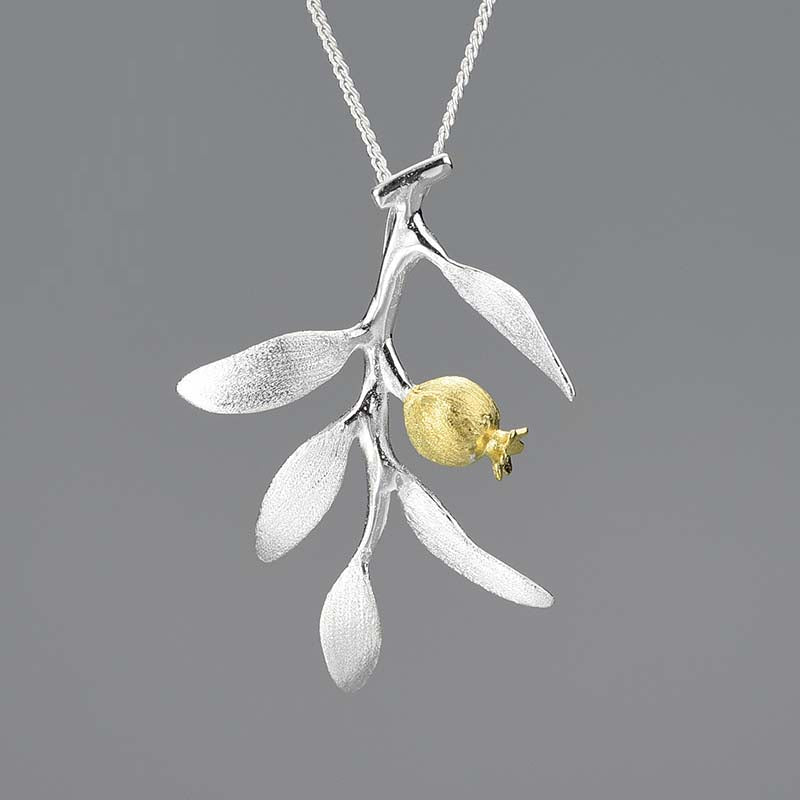 Pomegranate Fruits Leaves Branch Pendants without Necklace for Women