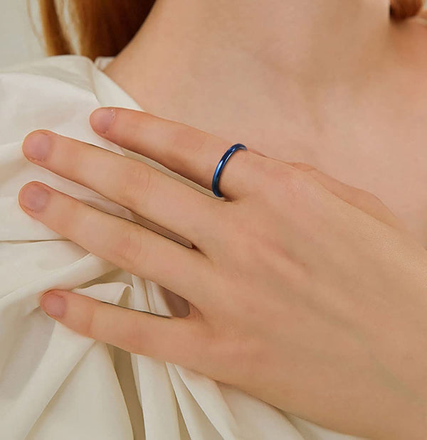 2mm Titanium Slim Rings For Women Blue Ring