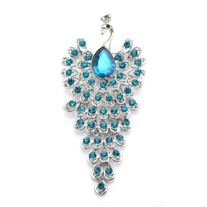 Big Rhinestone Peacock Bird Brooches Women