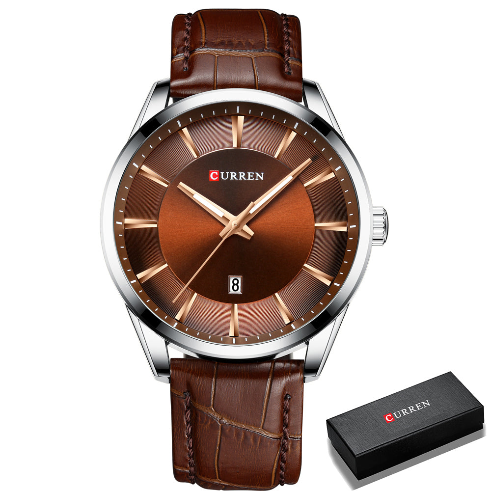 Men Leather Strap Male Wristwatches Top Luxury  Business Men's Clock