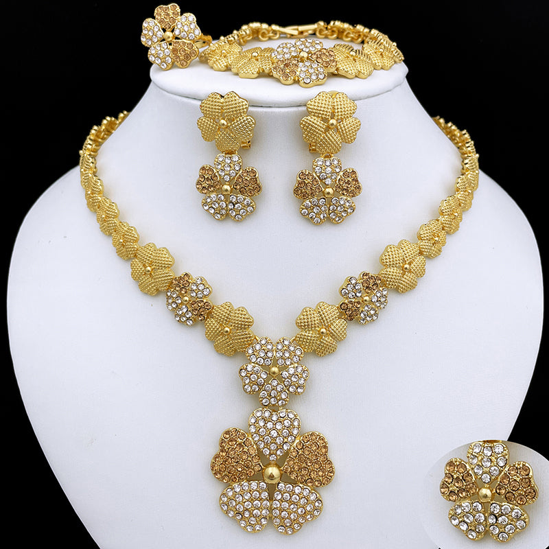 Dubai Gold Plated Jewelry Sets Women‘s Necklace Earrings Large Pendant Nigeria Bridal Jewelry