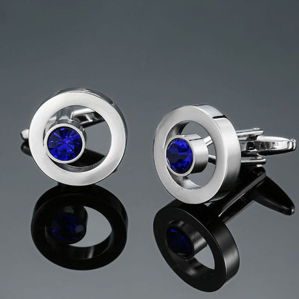 hand carving grinding round zircon crystal cufflinks