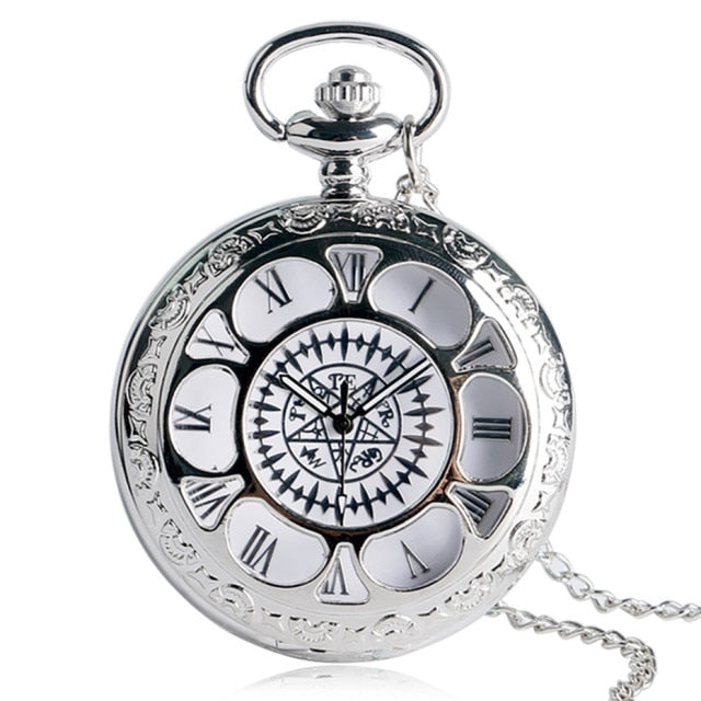 Cosplay Anime Kuroshitsuji Black Butler Silver Quartz Pocket Watch