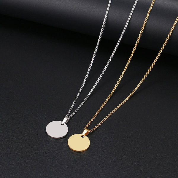 Stainless Steel Necklace Round Circle Pendant