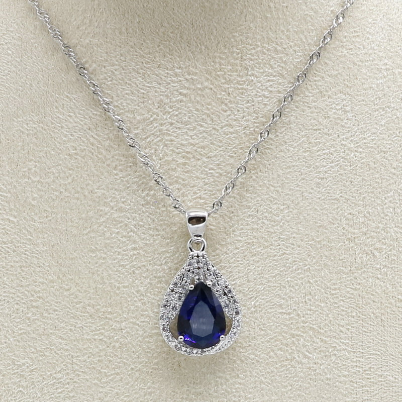 Royal Blue Semi-precious Silver Color Bridal Jewelry Sets