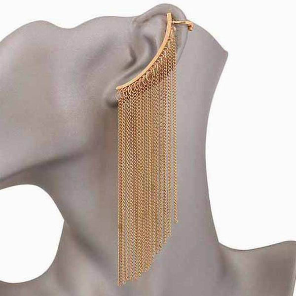 1 Piece Punk Long tassel chain ear cuff clip earrings for woman