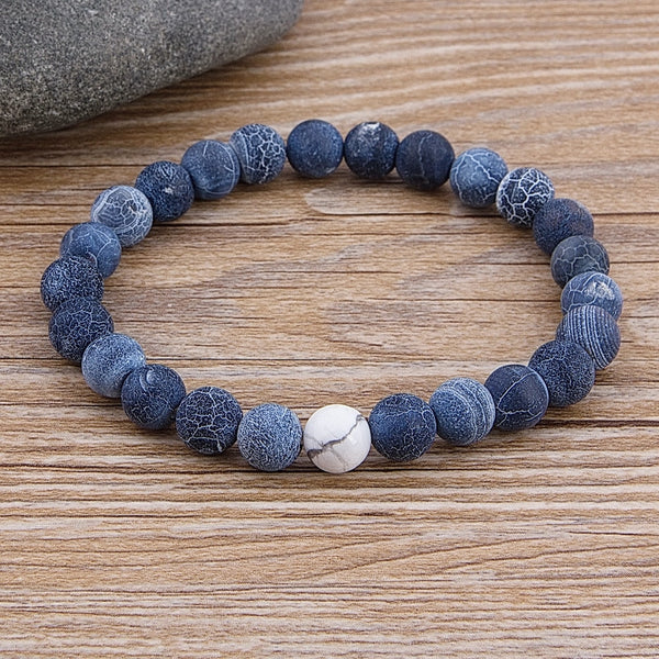 Male Marble Bead Tiger Eye Bead Blue Bead Lava Natural Stone Bead Bracelet