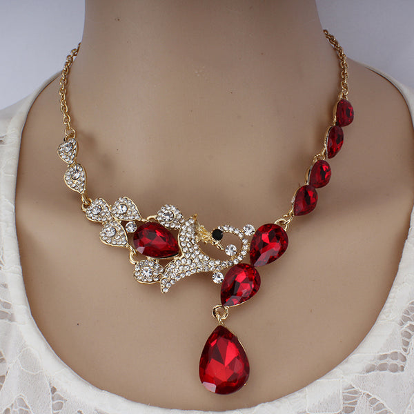 Bridal Wedding Jewelry Set / Peacock Necklace Earring Set