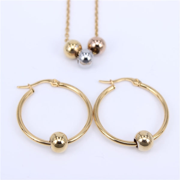 3 Colored Metal beads Jewelry Stainless Steel Jewelry Set