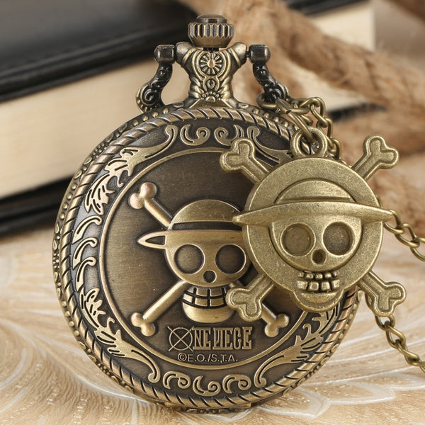 Vintage Pirate Luffy One Piece Skull Accessory Quartz Pocket Watch