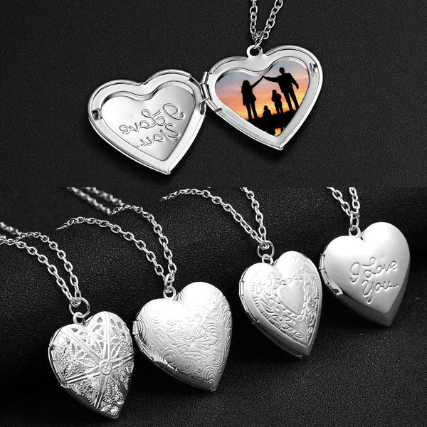 Silver Color Love Heart Locket Pendants