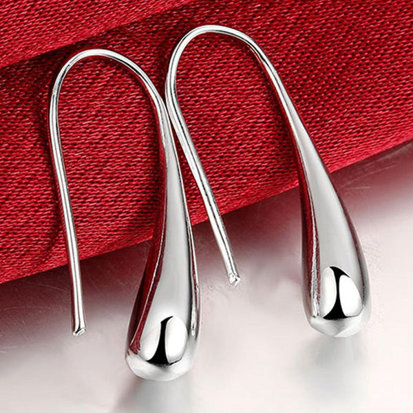 925 Sterling Silver Simple Fashion Water droplets Earrings For Women