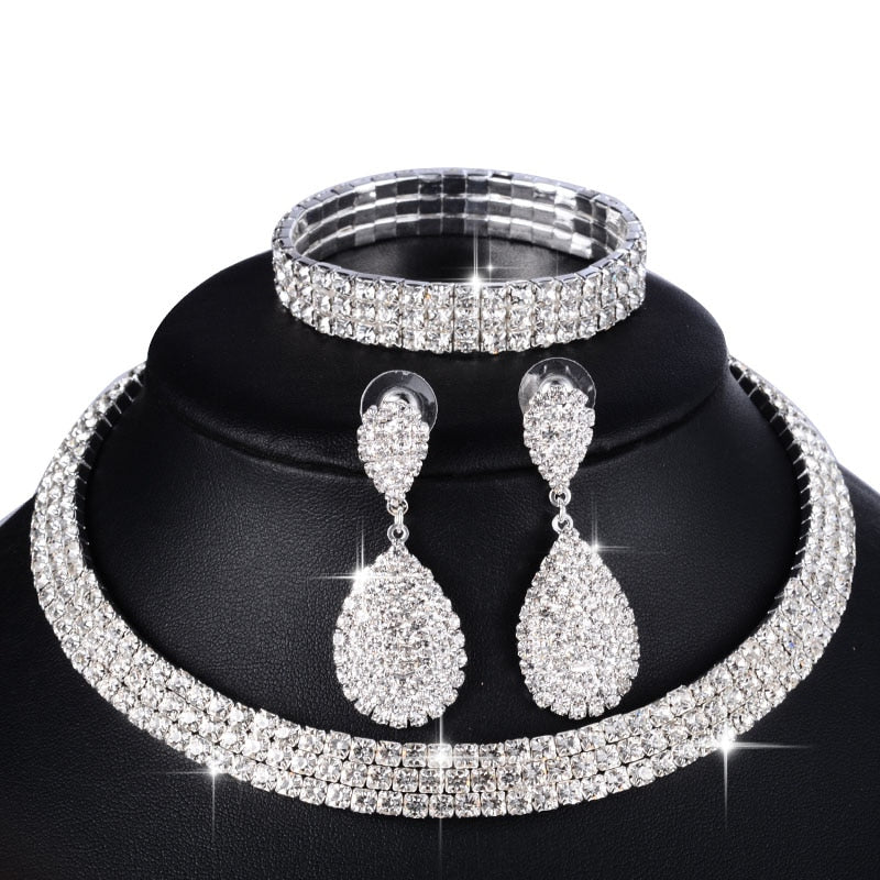 Australia Crystal Long Earring Bridal Jewelry Sets