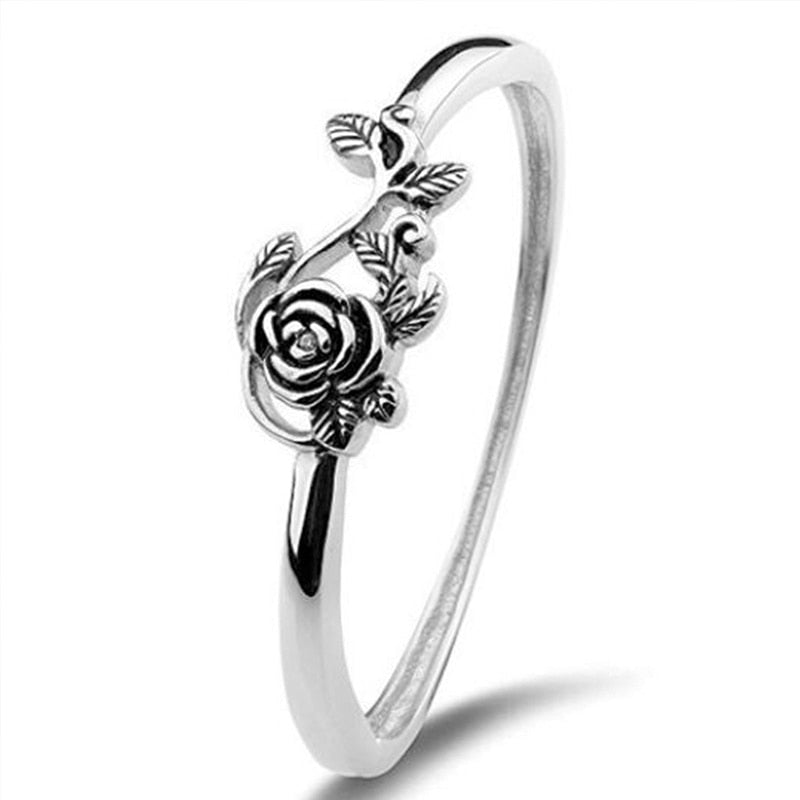 Vintage Whole Rose Flower Blacke Rose Shaped Women Rings