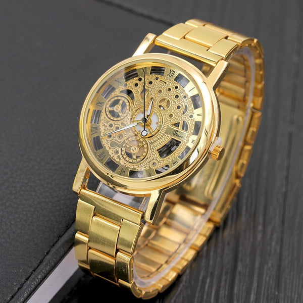 Luxury Hollow Design Steel Watches Quartz Wrist watch