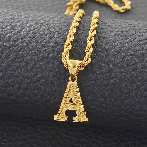 A-Z Letters Necklaces Women Men Gold Color Initial Pendant