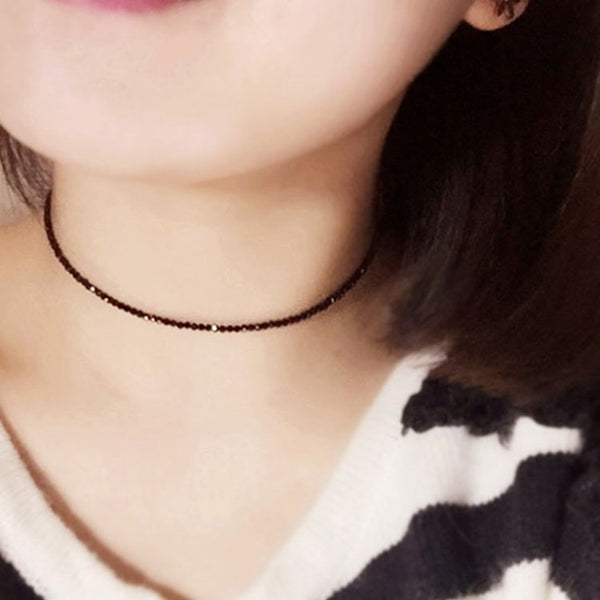 Simple Black Beads Short Necklace