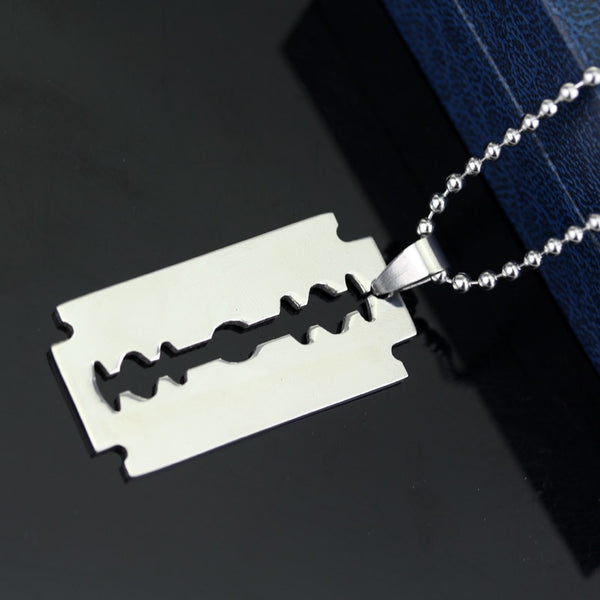 Fashion Silver Color Stainless Steel Razor Blades Pendant Necklaces