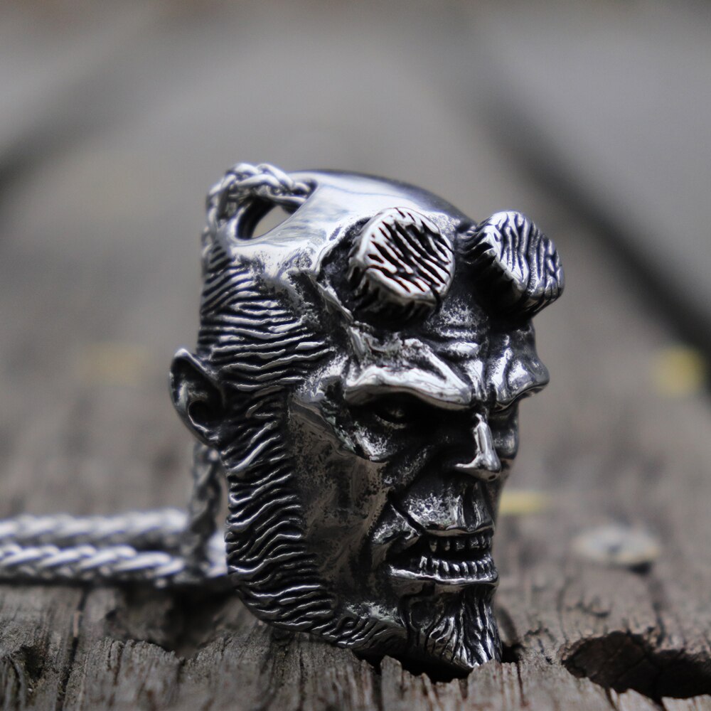 Mens Heavy Hellboy Devil 316L Stainless Steel Pendant