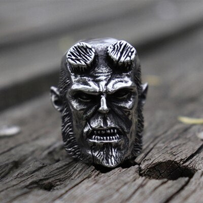 Mens Heavy Hellboy Devil 316L Stainless Steel Pendant