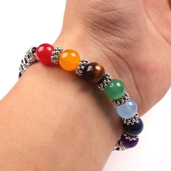 10MM  7 Chakra Bracelets Bangle Crystals Stone