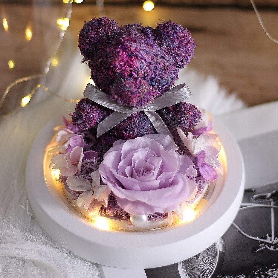 Beauty And The Beast Rose Bear Dried Flower Christmas Valentine Day Gift