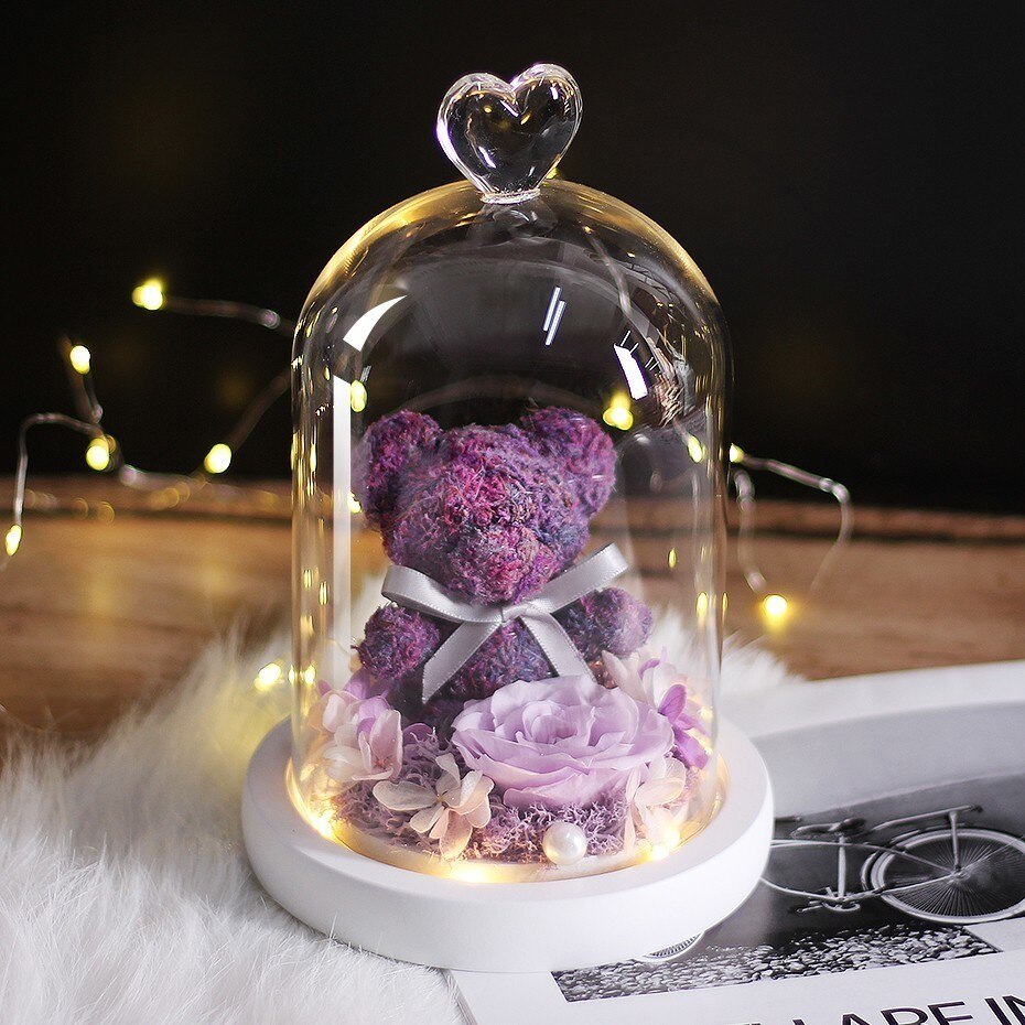 Beauty And The Beast Rose Bear Dried Flower Christmas Valentine Day Gift