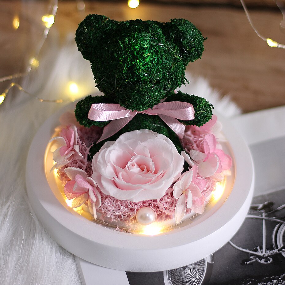 Beauty And The Beast Rose Bear Dried Flower Christmas Valentine Day Gift