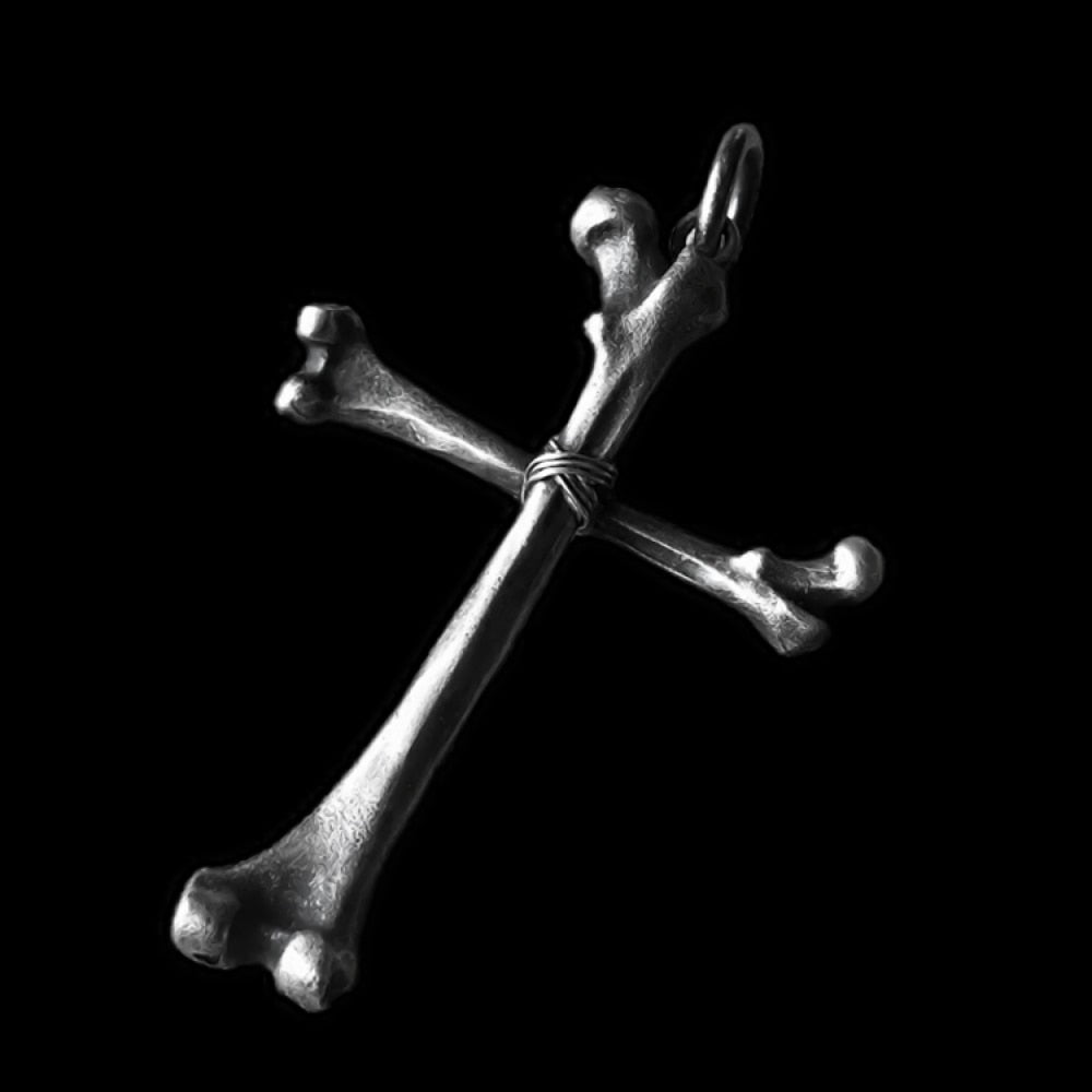 Mens Stainless Steel Bone Cross Thighbone Skeleton Pendant