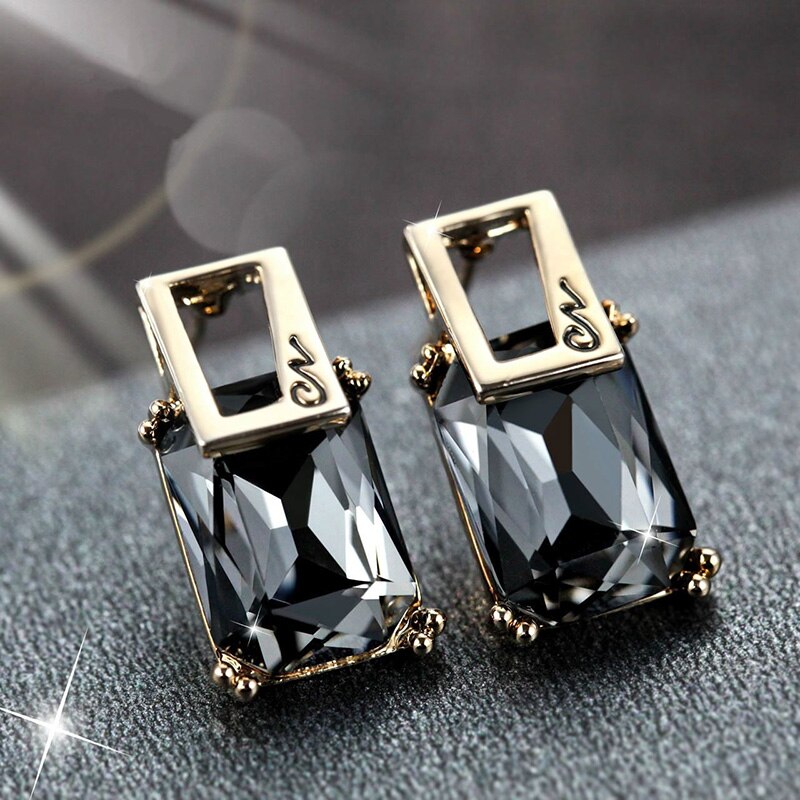 New Geometric Square Crystal Stud Earrings For Women