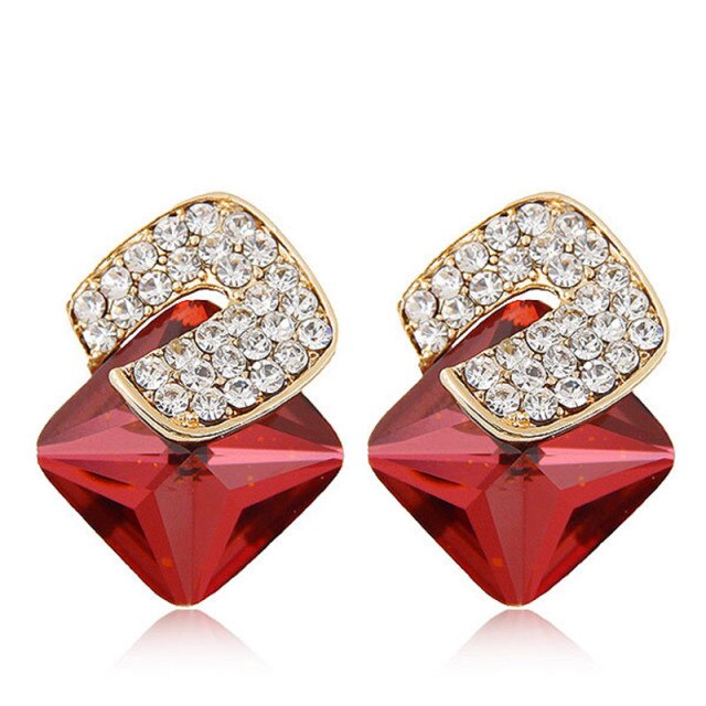 New Geometric Square Crystal Stud Earrings For Women