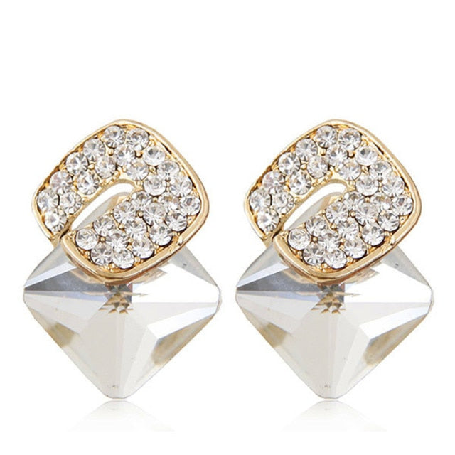 New Geometric Square Crystal Stud Earrings For Women