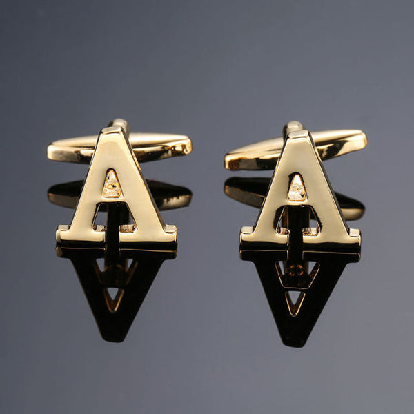 gold letters A-Z name Cufflinks