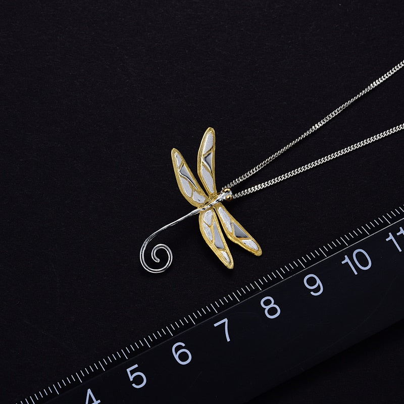 925 Sterling Silver  18K Gold Cute Dragonfly Pendant without Necklace