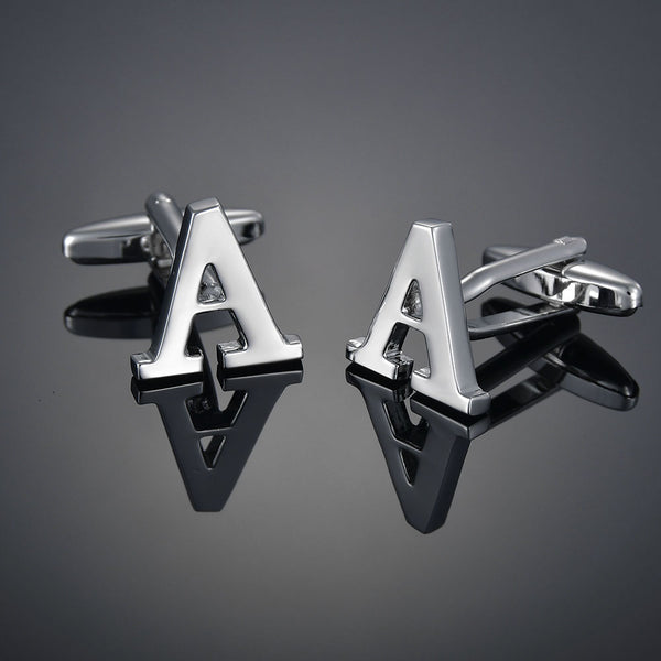 A-Z High Quality Brass Silver Color Cufflinks