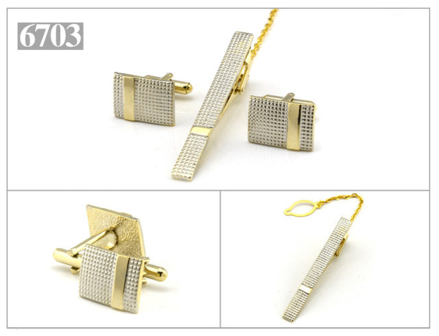 Gold Tie Clip and Cufflink Set