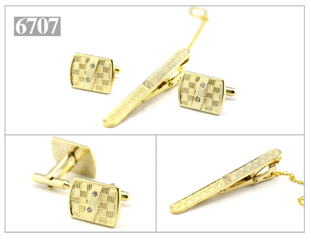 Gold Tie Clip and Cufflink Set