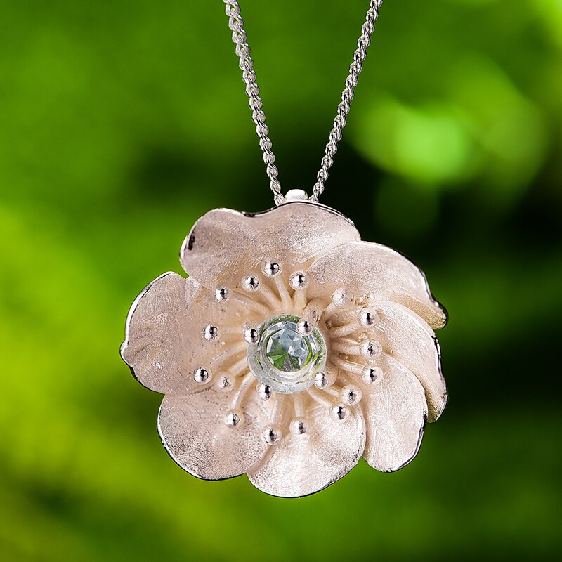 Blooming Anemone Flower Pendant without Necklace