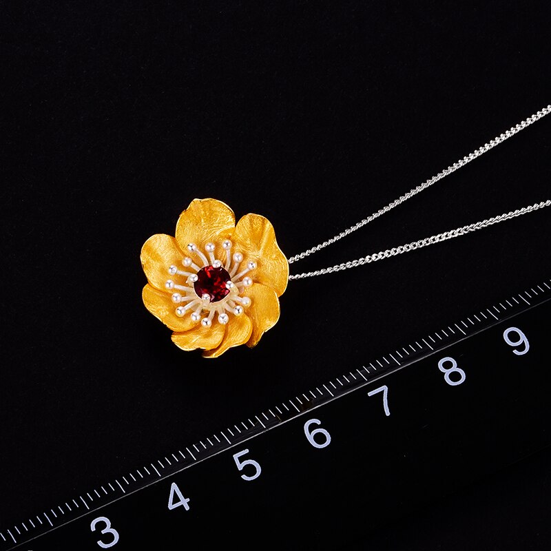 Blooming Anemone Flower Pendant without Necklace