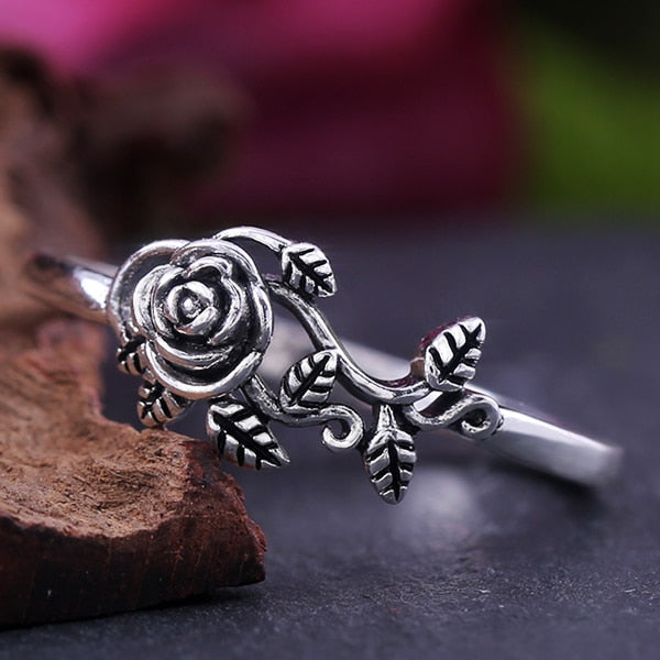 Vintage Whole Rose Flower Blacke Rose Shaped Women Rings