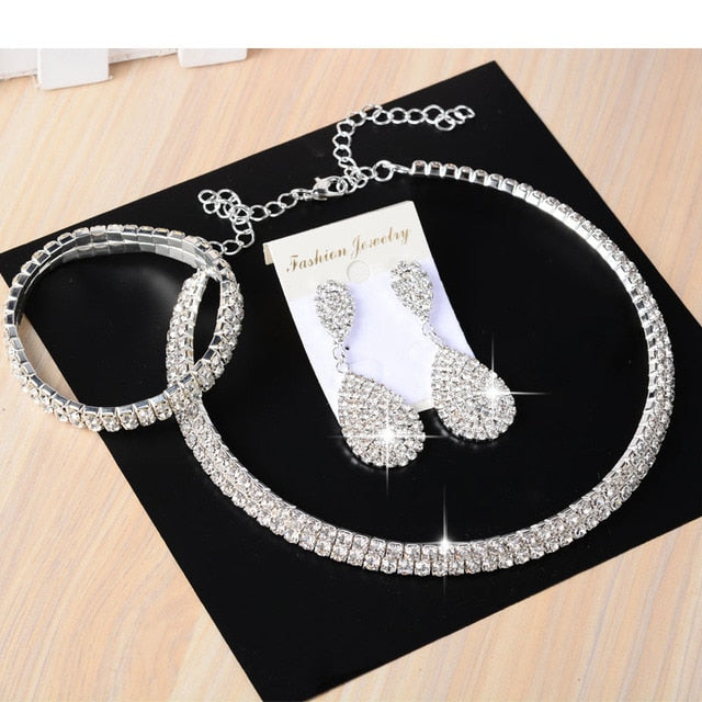 Australia Crystal Long Earring Bridal Jewelry Sets