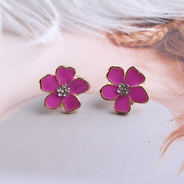 Korea Style Flower Shape Enamel Clip on Earrings