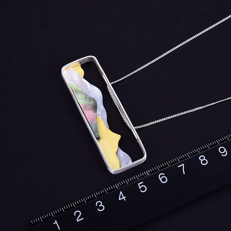 925 Sterling Silver Multipeaked Mountain Design Pendant without Necklace