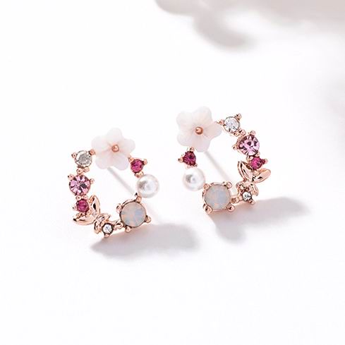 Korean New Colorful Rhinestone Wreath Stud Earrings For Women