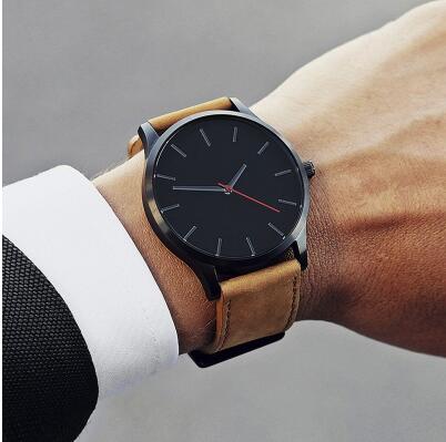 Fashion Leather Band Analog Quartz Men's Wrist Watch Clock