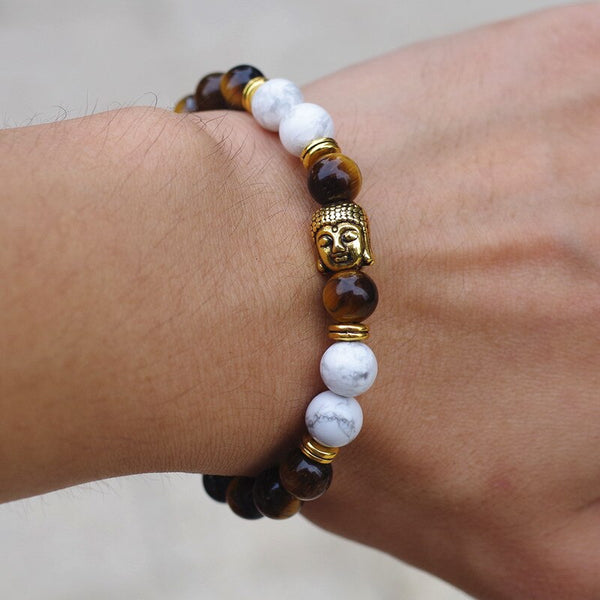 8MM Tiger Eye Stone Yoga  Mala Buddha Bracelet