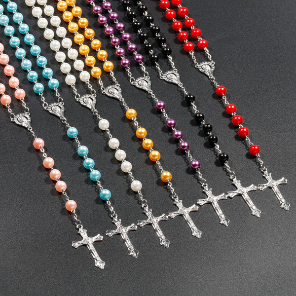 Religion Christian Faux pearl Rosary necklace