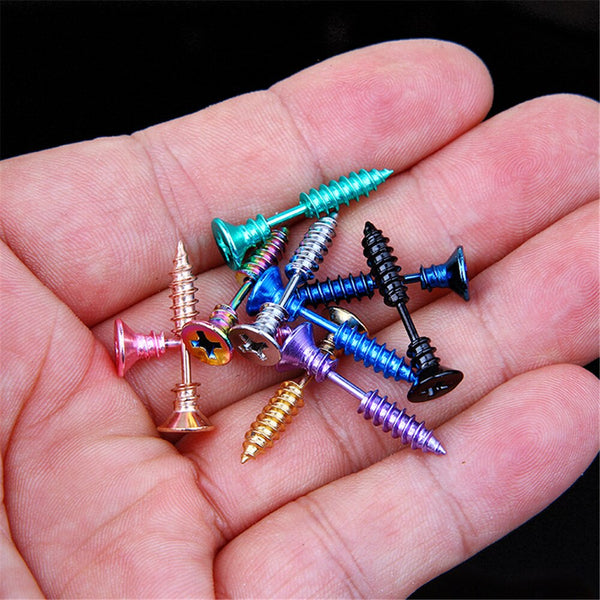 punk stainless steel Screw stud earrings