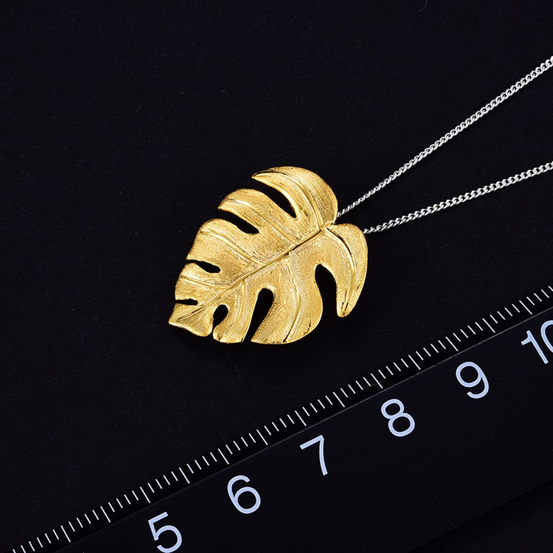 18K Gold Monstera Leaves Design Pendant without Necklace for Women Gift