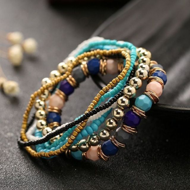 7 Pcs/Set Four Seasons Bohemian Multi-layer Beaded Bracelet